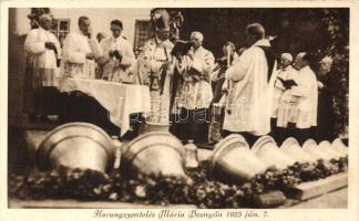 1925 Máriabesnyő, Harangszentelés;Juhász József dohányáruda kiadása