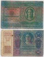 1902. 1000K + 1912. 100K piros "MAGYARORSZÁG" körbélyegzővel + 1914. 50K piros "MAGYA...