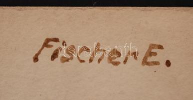 Fischer E. jelzéssel: Ülő nő. Akvarell, papír, jelzett, szakadással, 33x24 cm