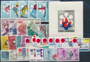 1971-1991 Winter Olympics 13 issues + 1 mini sheet + 3 blocks, 1971-1991 Téli Olimpia 13 db klf kiadás + 1 db kisív + 3 db blokk