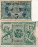 Német Birodalom 1904. 5M + 1908. 100M zöld pecséttel + 1909. 100M piros pecséttel + 1917. 5M + Weima...