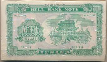 Kína DN Bontatlan csomag kínai égetési pénz 100db 50.000.000 névértékben T:I
China ND Hell banknote...