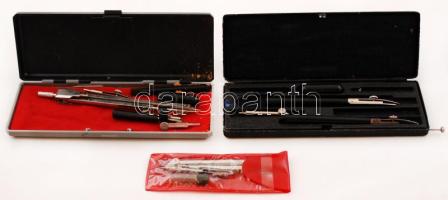 Régi körzők és körzőkészletek, némelyik hiányos