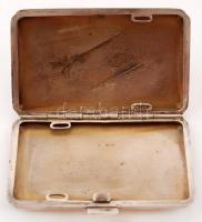 Ezüst(Ag) névjegykártyatartó levélmotívummal, sérült, jelzett, 8x5 cm, nettó: 52,1 g