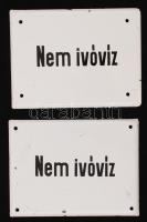 2 db zománc tábla "Nem ivóvíz" felirattal, 14×19 cm