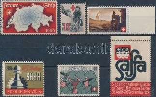 6 db klf svájci levélzáró, segélybélyeg