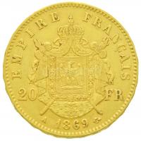Franciaország / II. Császárság 1869A 20Fr Au "III. Napóleon" Párizs (6.44g/0.900) T:2,2-
...
