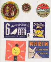 17 db vegyes magyar és külföldi címke(IBUSZ, Szabad Demokraták, Kandia, SuperAdria, stb.)