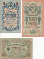 Orosz Birodalom 1912-1917. 3R + 5R + 10R mindháromnál szign.: Shipov T:III Russian Empire 1912-1917. 3 Rubles + 5 Rubles + 10 Rubles all with Shipov sign C:F