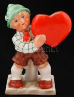 Valentin napi fiúcska, kézzel festett, jelzett, hibátlan, m:11 cm