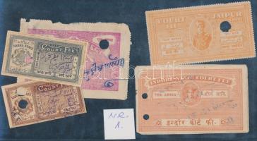 Indiai Feudális Államok 5 db Bírósági díj bélyeg