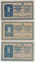 1918. 25K (4x) mind hullámos hátlappal T:III,III- több szakadással