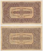 1923. 100K (2x) "Magyar Pénzjegynyomda Rt. Budapest" + nyomdahely jelölés nélkül T:II,II-