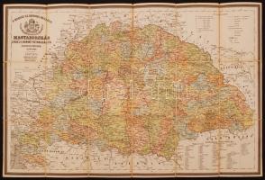 1875 A Magyar sz. korona országai, Magyarország, Erdély Horvát-Tótország éa a katonai őrvidék térkép, kartonra kasírozva, hajtogatva, 50x71cm