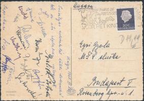 1968 A magyar női röplabda válogatott tagjainak aláírása postán elküldött levelezőlapon