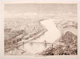 cca 1880 Pest látkép, rotációs fametszet,jelzés nélkül,  megjelent francia nyelvű nyomtatványban, 24x34cm