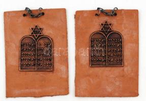 Bőr és réz judaika emléktárgy 2 db 11x15 cm