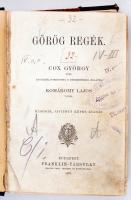 Cox György: Görög regék. -után angolból fordította és bevezetéssel ellátta Komáromy Lajos. Második javított képes kiadás. Félszvászon kötésben, enyhén megviselt állapotban.