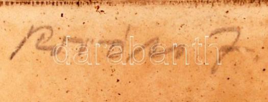 Korózs J. jelzéssel: Faluvége. Rézkarc. Jelzett. 30x36 cm Üvegezett keretben