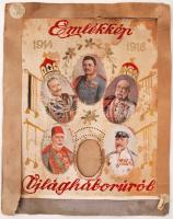 Emlék a világháborúból 1914-1916 a szövetslges császárok litho képeit tartalmazó keretbe illesztjető emléklap, kissé megviselt állapotban. 42x34 cm