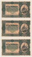 1920. 20K (3x) sorszámkövetők T:I- hajlásokkal