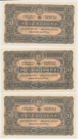 1920. 20K (3x) sorszámkövetők T:I- hajlásokkal