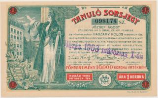 1902. "Tanuló Sorsjegy" 1K értékben, felülbélyegzéssel T:I