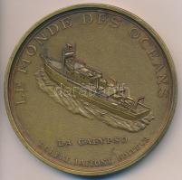 Franciaország ~1980. "Jacques-Yves Cousteau / Calypso" Br érem. Szign.: R. Duboc (90mm) T:...