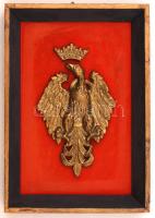 Bronz sasos címer, keretben 20x26 cm