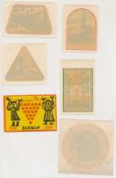 cca 1960-70 Magyar bőrönd címkék, 14db