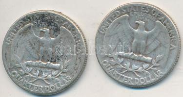Amerikai Egyesült Államok 1957. 1/4$ Ag "Washington Quarter" (2x) T:2-,3 patina USA 1957. 1/4 Dollar Ag "Washington Quarter" (2x) C:VF,F patina