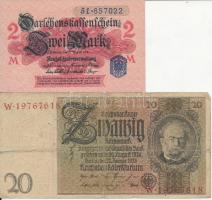 Német Birodalom 1914. 2M (3x) + Weimari Köztársaság 1929. 10M + 20M + Német 3. Birodalom 1942. 5M T:...