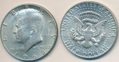Amerikai Egyesült Államok 1969D 1/2$ Ag "Kennedy" (2x) T:2 USA 1969D 1/2 Dollar Ag "Kennedy" (2x) C:XF