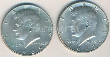 Amerikai Egyesült Államok 1965-1967. 1/2$ Ag "Kennedy" (2x) T:2
USA 1965-1967. 1/2 Dollar...