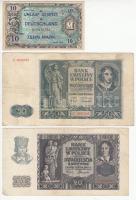 Vegyes: Lengyelország / Német megszállás 1940. 20Zl + 1941. 50Zl + Német 3. Birodalom / Szövetséges megszállás 1944. 10M T:III Mixed: Poland / German occupation 1940. 20 Zlotych + 1941. 50 Zlotych + German Third Reich / Allied occupation 1944. 10 Mark C:F