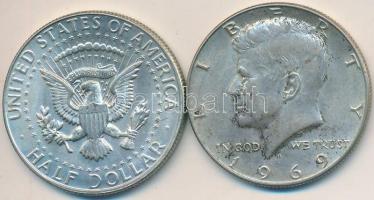 Amerikai Egyesült Államok 1967-1969. 1/2$ Ag "Kennedy" (2x) T:2 USA 1967-1969. 1/2 Dollar Ag "Kennedy" (2x) C:XF