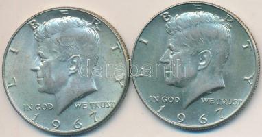 Amerikai Egyesült Államok 1967. 1/2$ Ag "Kennedy" (2x) T:2 USA 1967. 1/2 Dollar Ag "Kennedy" (2x) C:XF