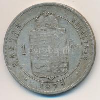1879KB 1Ft Ag "Ferenc József / Középcímer" T:2- patina Adamo M15
