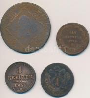 1781S 1kr Cu "II. József" + 1800S 1kr Cu + 1807S 30kr Cu "I. Ferenc" + 1851B 1kr Cu T:2-,3