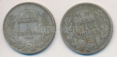 1895KB 1K Ag "Ferenc József" (2x) T:2-,3 patina