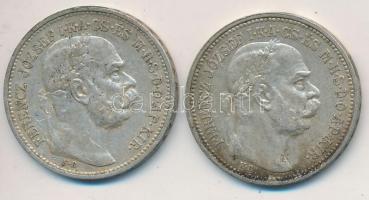 1912KB 1K Ag "Ferenc József" (2x) T:2 patina