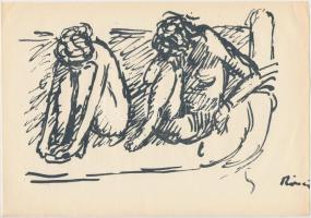 Rippl-Rónai József (1861-1927): Két akt pamlagon, Cinkográfia, jelzett,  17x25 cm