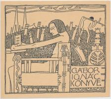 cca 1910 Kozma Lajos (1884-1948): Gábor Ignác könyve. Cinkográfia, jelzett 12x10 cm