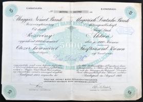 Budapest 1923. "Magyar-Német Bank Részvénytársaság" 5db részvénye egyenként 1000K-ról T:III