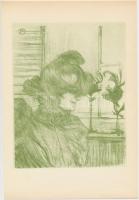 Henri de Toulouse-Lautrec (1864-1901): Leányportré.  heliogravűr, papír, jelzett a heliogravűrön, 18×13,5 cm