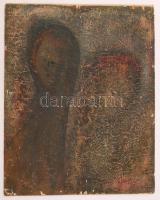 Vajda jelzéssel: Ikonos fej. Olaj, karton. (kis szakadással) 46x36 cm