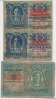 1912. 100K mindkét oldal német (4x) + 1913. 20K II. kiadás (2x) mindegyik "Deutschösterreich&qu...