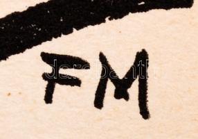 Frans Masereel (1889-1972): Harcmezőn, fametszet, papír, jelzett a dúcon, 34×24 cm