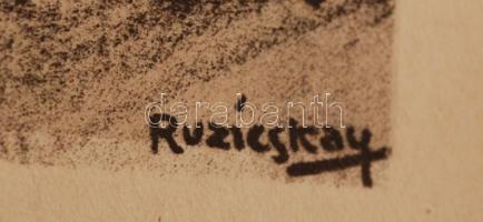 Ruzicskay György (1896-1993): Algrafia, papír, jelzett az algrafián, 24x28 cm