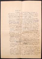 1949 Komjáthy Miklós tanulmánya a gyulai Karácsony János gimnázium könyvtárának állapotáról, 3 beírt oldal, 29x21cm